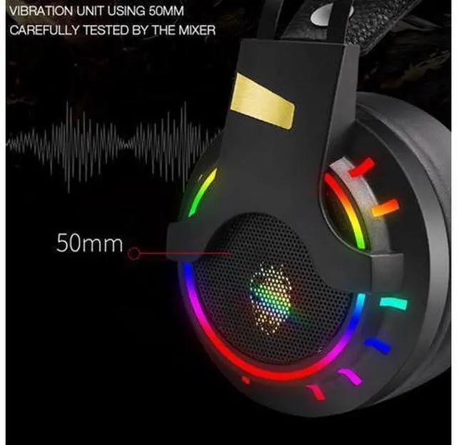 Alt view image 4 of 7 - Stereo Gaming Headset for PS4, PC, Xbox One Controller, 7.1-Channel Noise Cancelling Over Ear Headphones with Mic, LED Light, Bass Surround, Soft Memory Earmuffs for Laptop Mac Nintendo PS3 Games