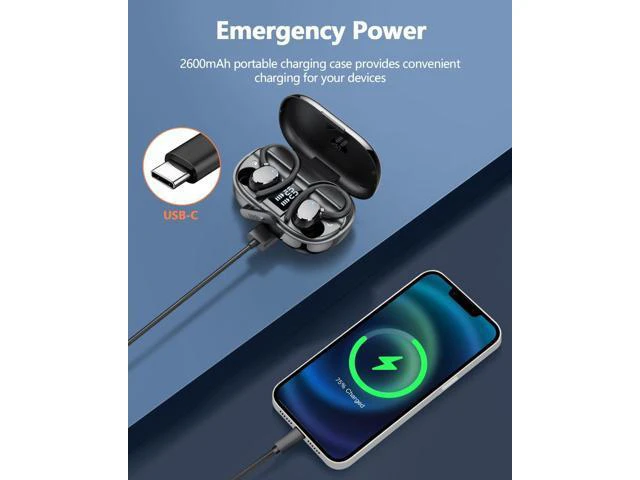 Alt view image 3 of 7 - Hitoor TWS Ear buds Bluetooth Wireless Earbuds Sport Bluetooth 5.3 Headphones with LED Display 128H Playtime Powerful Bass Over Ear Earphones with Earhooks IP7 Waterproof for Gym/Running/Workout