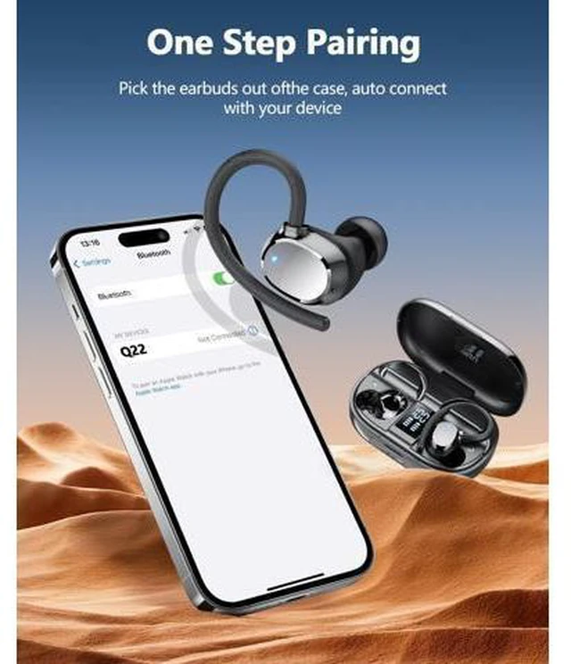 Alt view image 2 of 7 - Hitoor TWS Ear buds Bluetooth Wireless Earbuds Sport Bluetooth 5.3 Headphones with LED Display 128H Playtime Powerful Bass Over Ear Earphones with Earhooks IP7 Waterproof for Gym/Running/Workout