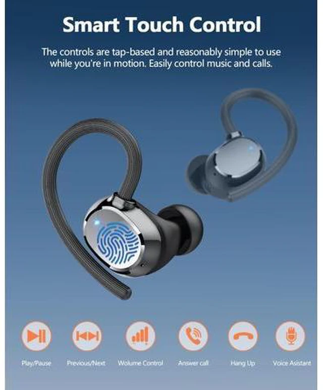 Alt view image 4 of 7 - Hitoor TWS Ear buds Bluetooth Wireless Earbuds Sport Bluetooth 5.3 Headphones with LED Display 128H Playtime Powerful Bass Over Ear Earphones with Earhooks IP7 Waterproof for Gym/Running/Workout