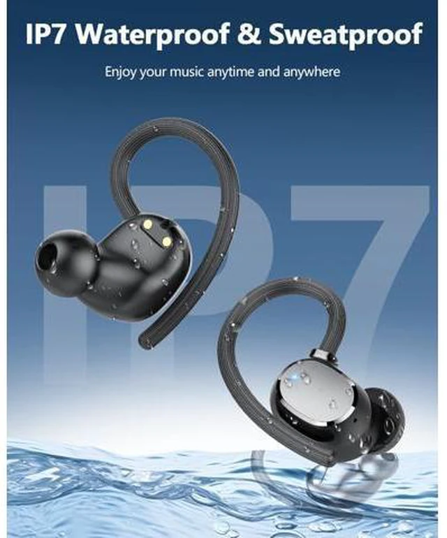 Alt view image 6 of 7 - Hitoor TWS Ear buds Bluetooth Wireless Earbuds Sport Bluetooth 5.3 Headphones with LED Display 128H Playtime Powerful Bass Over Ear Earphones with Earhooks IP7 Waterproof for Gym/Running/Workout