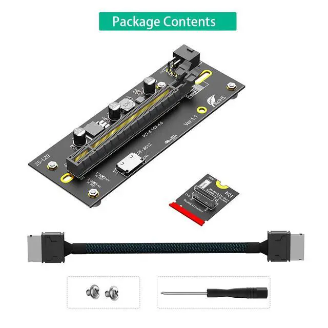 Alt view image 7 of 7 - M.2 M-Key 2230 to PCIe 4.0 X16 with Oculink SFF-8612/8611 Extension Cable