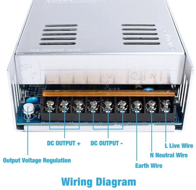 Alt view image 3 of 7 - 12V 50A 600W Universal Power Supply AC 110V/220V to DC 12V Regulated Switching P