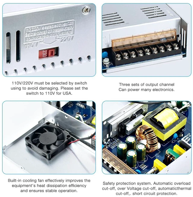 Alt view image 6 of 7 - 12V 50A 600W Universal Power Supply AC 110V/220V to DC 12V Regulated Switching P