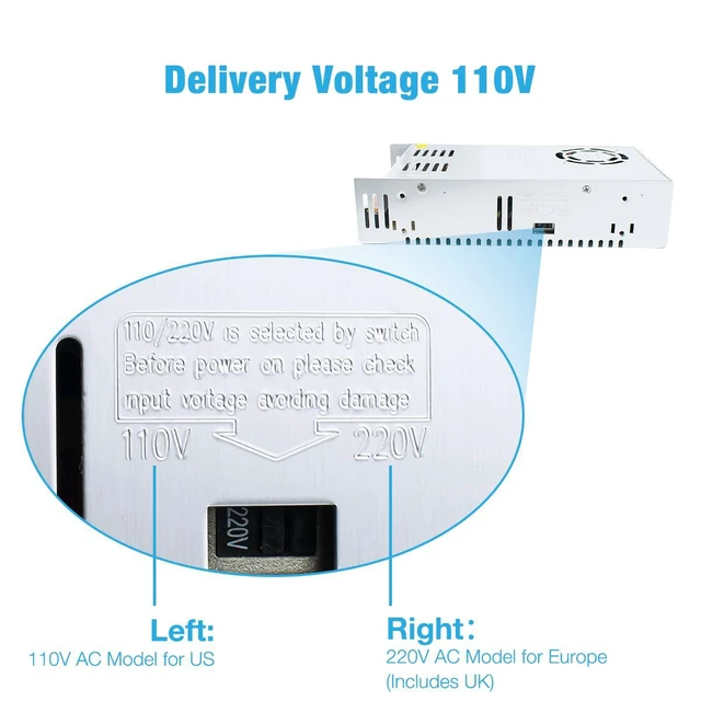 Alt view image 5 of 7 - AC 110V/220V to DC 12V 30A 360W Regulated Universal Switching Power Supply Trans