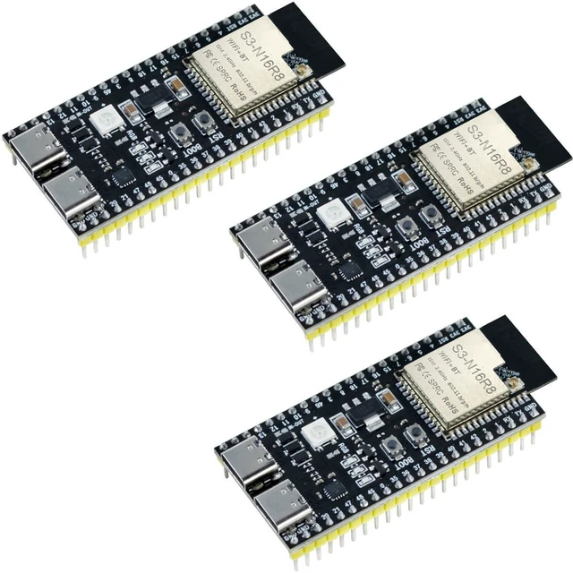 Main image of 3Pack ESP32-S3 Development Board N16R8 MCU with Dual-Mode Wi-Fi Bluetooth Type-C