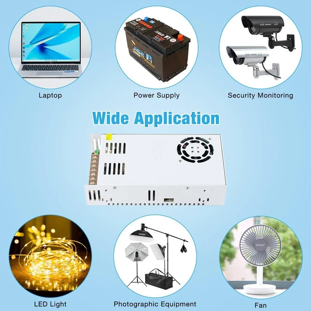 Alt view image 7 of 7 - AC 110V/220V to DC 12V 30A 360W Regulated Universal Switching Power Supply Trans