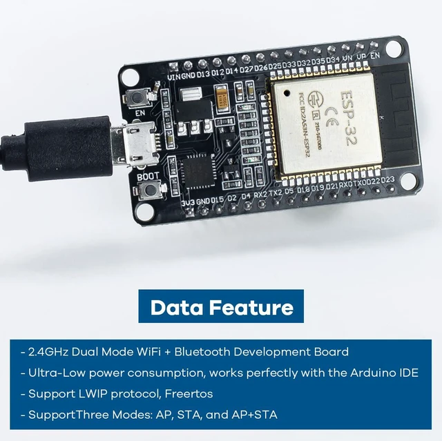 Alt view image 2 of 7 - 3Pack ESP32 ESP-WROOM-32 Development Board WiFi + Bluetooth CP2102 Dual Core Mic