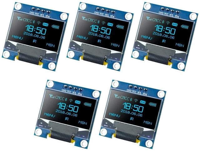 Main image of 5 Pcs 0.96 Inch OLED I2C IIC Display Module 12864 128x64 Pixel SSD1306 Mini Self