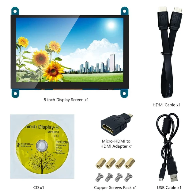 Alt view image 7 of 7 - 5 Inch IPS LCD Touch Screen Display Panel 800×480 HDMI Monitor