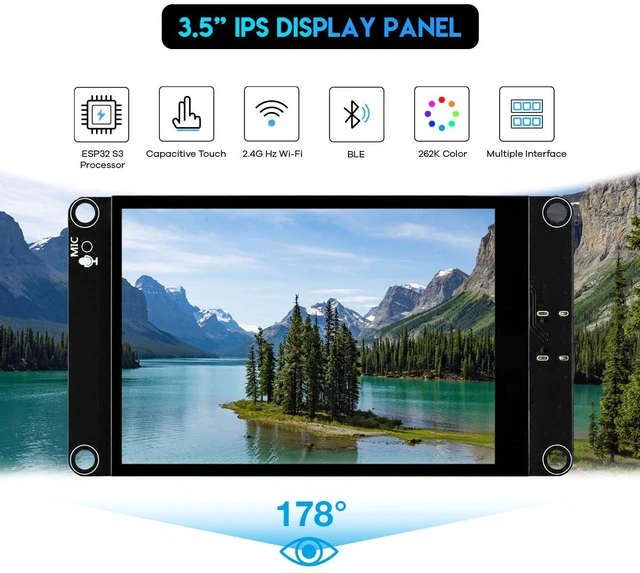 Alt view image 2 of 7 - ESP32-S3 Touchscreen Module, 3.5" 240x320 IPS LCD EPS32 Display with WiFi Blueto