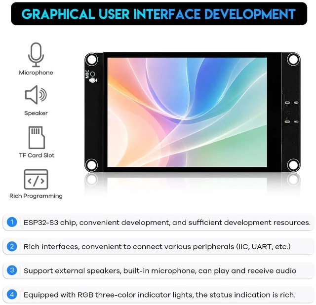 Alt view image 3 of 7 - ESP32-S3 Touchscreen Module, 3.5" 240x320 IPS LCD EPS32 Display with WiFi Blueto