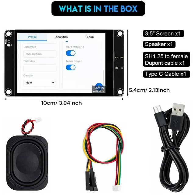 Alt view image 7 of 7 - ESP32-S3 Touchscreen Module, 3.5" 240x320 IPS LCD EPS32 Display with WiFi Blueto