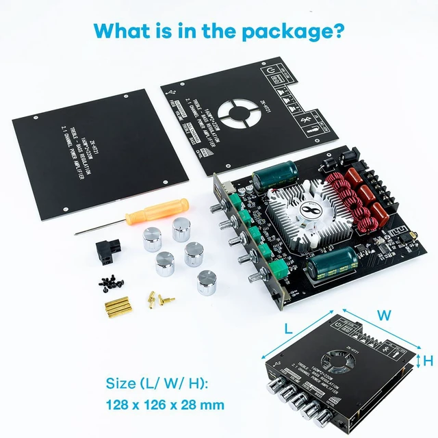 Alt view image 7 of 7 - ZK-HT21 TDA7498E Bluetooth Amplifier Board 160W×2+220W Subwoofer 2.1 Channel Aud