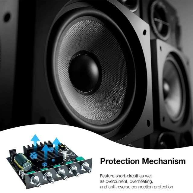 Alt view image 5 of 7 - ZK-MT21 2.1 Channel Bluetooth Audio Power Amplifier Board 50W×2+100W with Treble