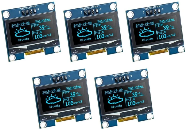 Main image of 5 Pcs 1.3 Inch IIC I2C OLED Display Module 128x64 Pixel SH1106 Screen Module Com