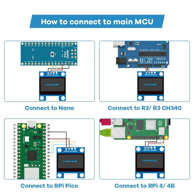 Alt view image 4 of 6 - 5 Pcs 1.3 Inch IIC I2C OLED Display Module 128x64 Pixel SH1106 Screen Module Com