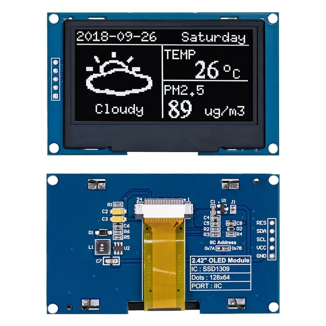 Alt view image 2 of 7 - 2.42 inches 128x64 IIC I2C OLED Display Module SSD1309 Driver OLED Screen Module
