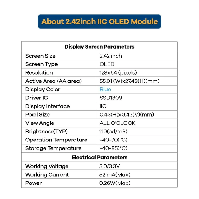 Alt view image 6 of 7 - 2.42 inches 128x64 IIC I2C OLED Display Module SSD1309 Driver OLED Screen Module