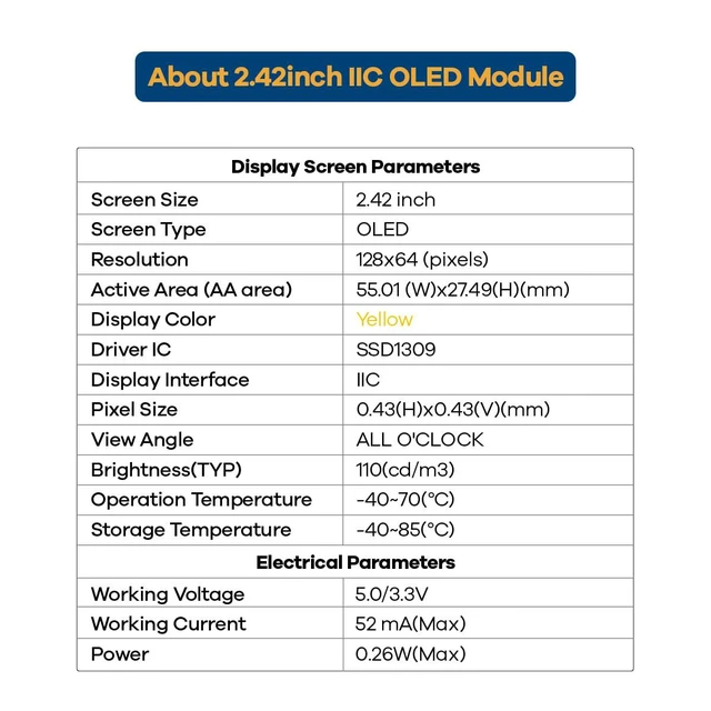 Alt view image 6 of 7 - 2.42 inches 128x64 IIC I2C OLED Display Module SSD1309 Driver OLED Screen Module