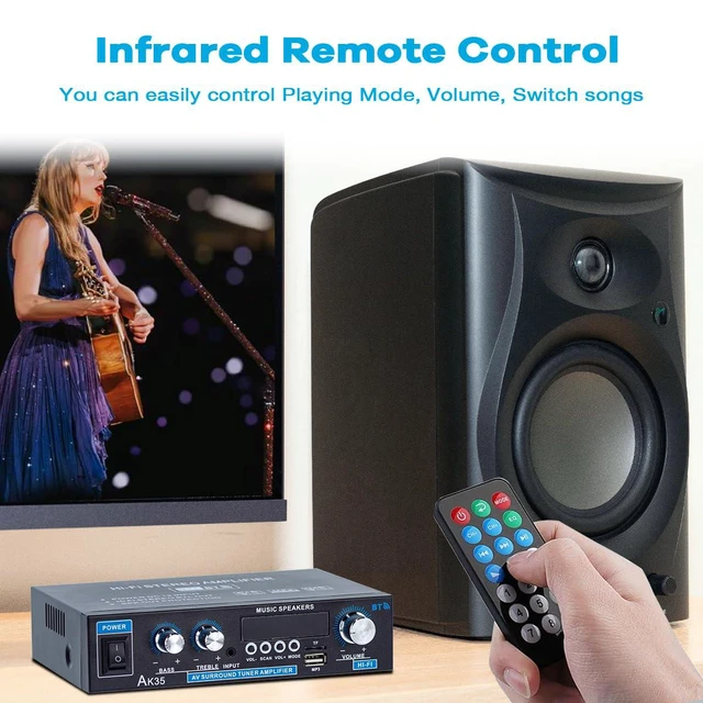 Alt view image 3 of 7 - AK35 Bluetooth 5.0 Stereo Amplifier, 2.0 Channel Mini Audio Receiver, 30Wx2 Home