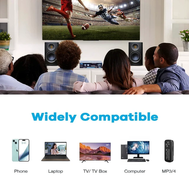 Alt view image 6 of 7 - AK35 Bluetooth 5.0 Stereo Amplifier, 2.0 Channel Mini Audio Receiver, 30Wx2 Home