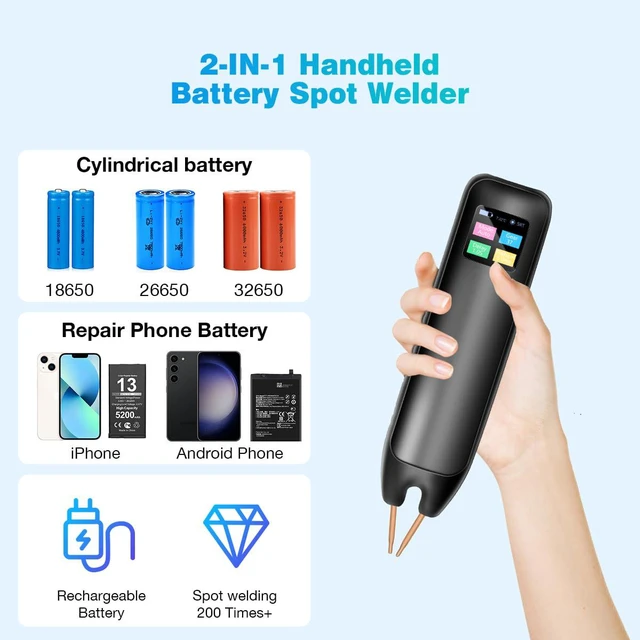 Alt view image 6 of 7 - Handheld Battery Spot Welder, Automatic and Manual Modes Battery Welder for 1865