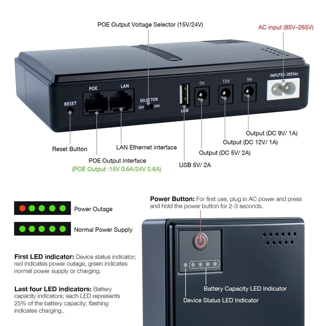 Alt view image 2 of 7 - Mini DC UPS Uninterruptible Power Supply, UPS Battery Backup Power Supply