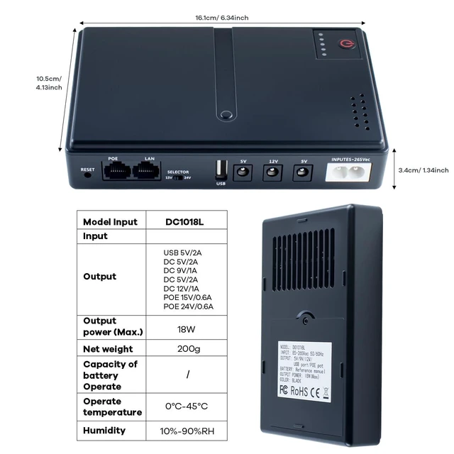 Alt view image 7 of 7 - Mini DC UPS Uninterruptible Power Supply, UPS Battery Backup Power Supply
