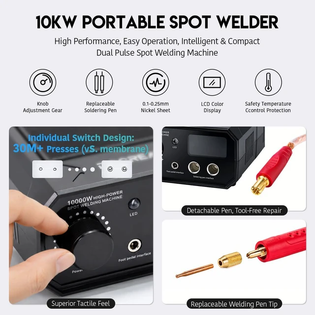Alt view image 2 of 7 - 10KW Battery Spot Welder 1200A Dual Pulse Spot Welding Equipment