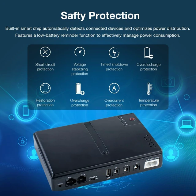 Alt view image 4 of 7 - Mini DC UPS Uninterruptible Power Supply, UPS Battery Backup Power Supply