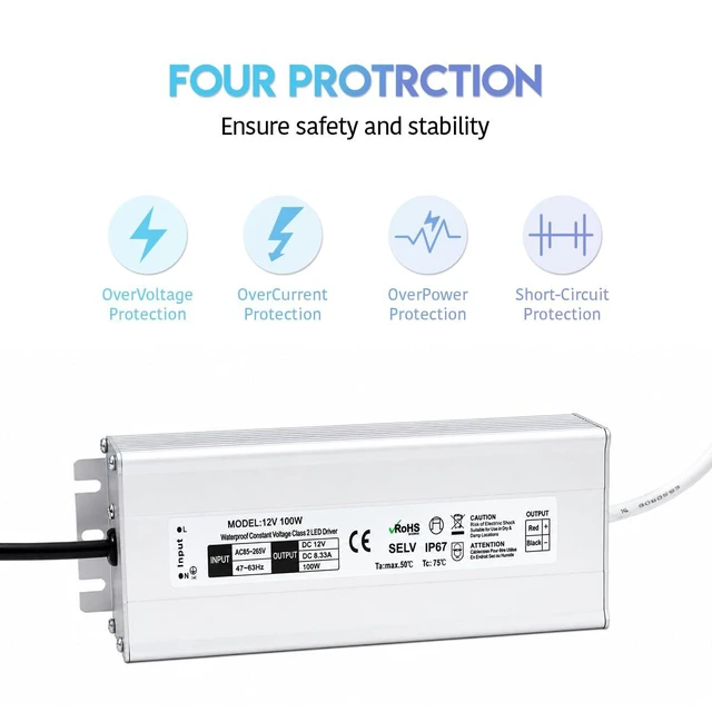 Alt view image 4 of 7 - 100W LED Driver 110V AC to 12V DC 8.33A LED Power Supply