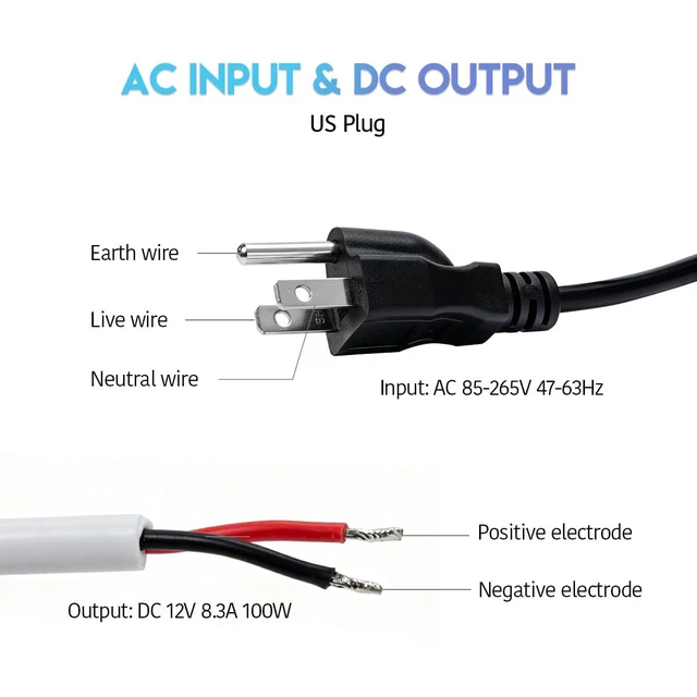 Alt view image 5 of 7 - 100W LED Driver 110V AC to 12V DC 8.33A LED Power Supply
