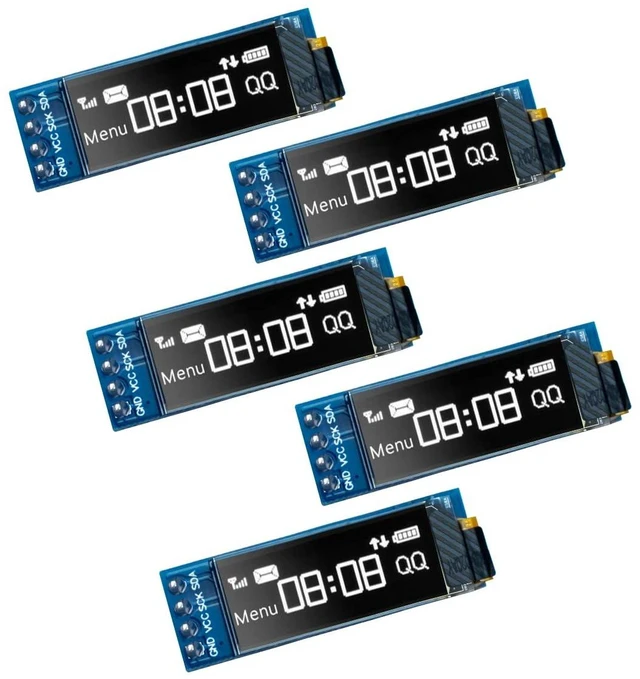 Main image of 5 Pcs 0.91 Inch I2C OLED Display Module IIC OLED Screen DC 3.3V~5V Compatible wi