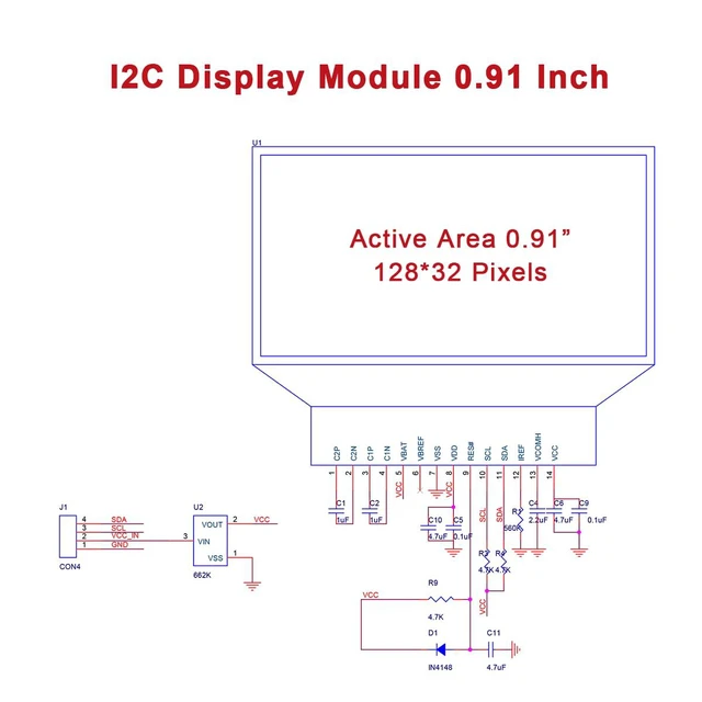 Alt view image 7 of 7 - 5 Pcs 0.91 Inch I2C OLED Display Module IIC OLED Screen DC 3.3V~5V Compatible wi