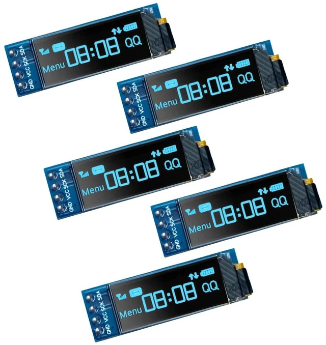 Main image of 5 Pcs 0.91 Inch I2C IIC OLED Display Module OLED Screen DC 3.3V~5V Compatible wi