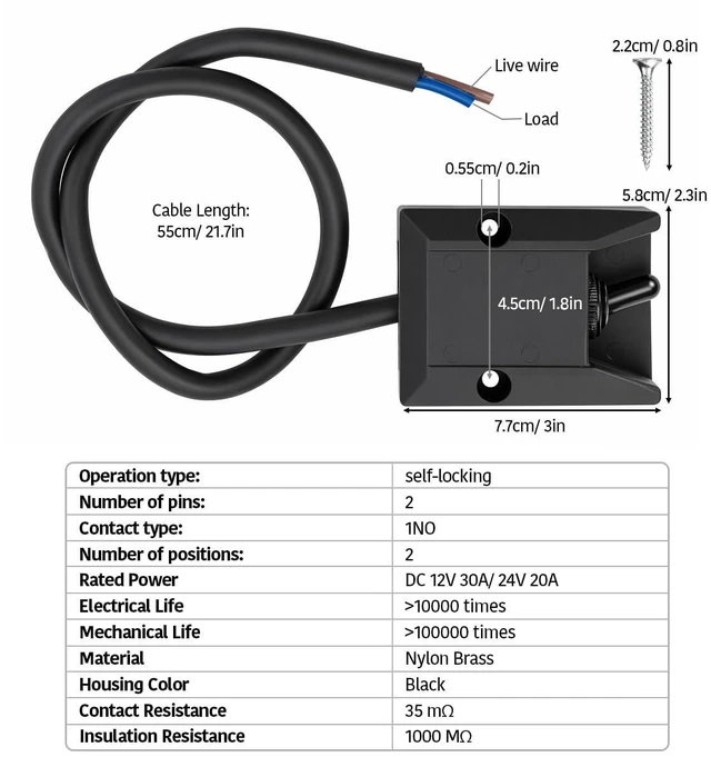 Alt view image 2 of 7 - 12V 30A Wired Toggle Switch Waterproof Heavy Duty Rocker Switch