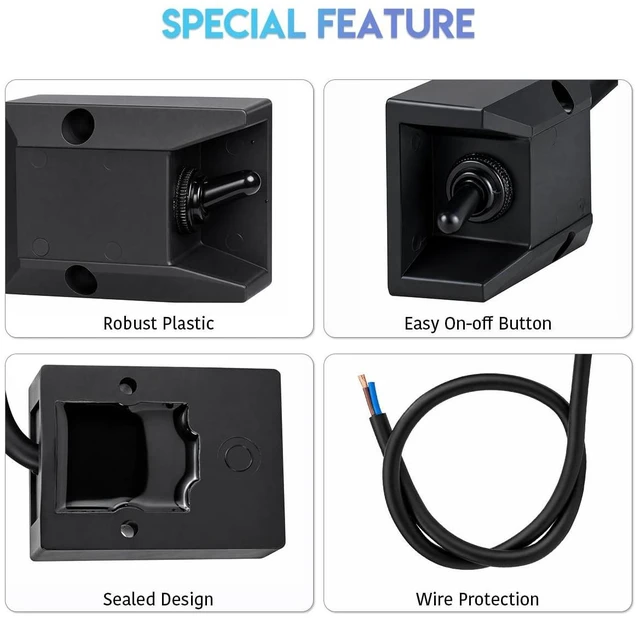 Alt view image 5 of 7 - 12V 30A Wired Toggle Switch Waterproof Heavy Duty Rocker Switch