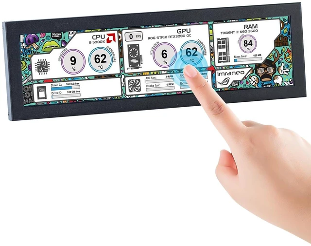 Main image of 8.8 Inch Touchscreen Computer Secondary Screen 1920x480 FHD IPS LCD Display for