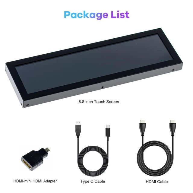 Alt view image 6 of 7 - 8.8 Inch Touchscreen Computer Secondary Screen 1920x480 FHD IPS LCD Display for
