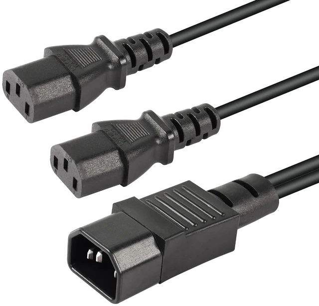 Alt view image 2 of 5 - 1FT IEC 320 C14 to Dual C13 Power Cable,C14 Male to 2X C13 Female Y Splitter AC