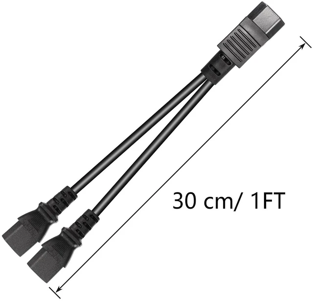 Alt view image 4 of 5 - 1FT IEC 320 C14 to Dual C13 Power Cable,C14 Male to 2X C13 Female Y Splitter AC