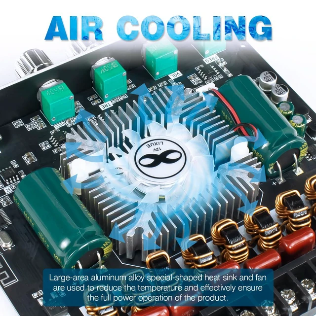 Alt view image 4 of 7 - ZK-AS21 TPA3255 Bluetooth 5.1 Power Amplifier Board HiFi 2.1 Channel 220Wx2+350W