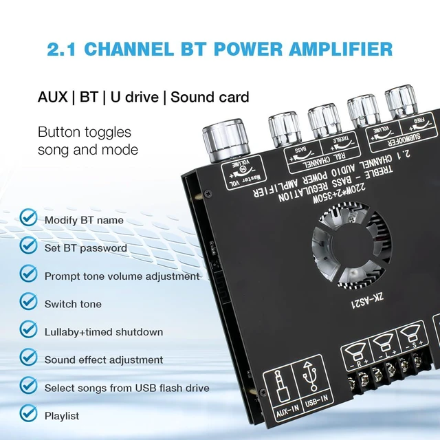 Alt view image 6 of 7 - ZK-AS21 TPA3255 Bluetooth 5.1 Power Amplifier Board HiFi 2.1 Channel 220Wx2+350W