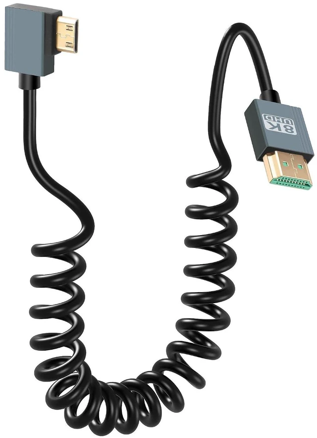 Main image of 8K Right Angled Mini HDMI to HDMI Cable, 48Gbps High Speed 90 Degree Mini HDMI t