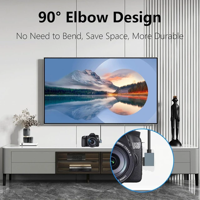 Alt view image 3 of 7 - 8K Right Angled Mini HDMI to HDMI Cable, 48Gbps High Speed 90 Degree Mini HDMI t