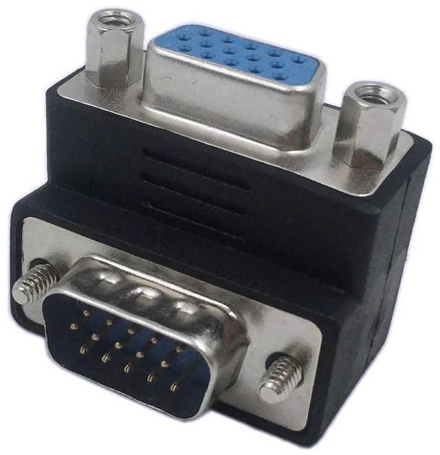 Main image of 90 Degree VGA 15 Pin Male to Female Extension Cable Converter Adapter Coupler