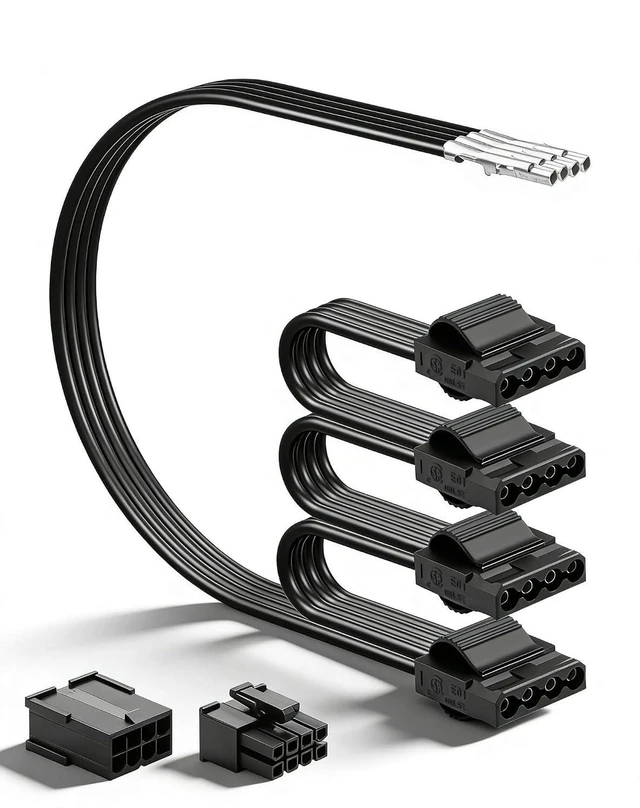 Main image of Molex LP4 IDE 4-Pin Female to Bare Wire 1 to 4 18AWG Flat Modular PSU Cable Spli