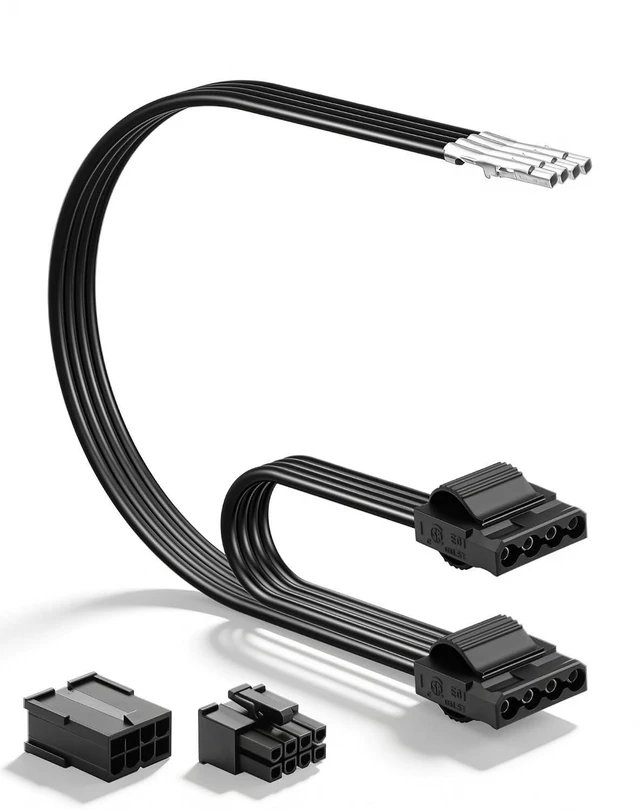 Main image of Molex LP4 IDE 4-Pin Female to Bare Wire 1 to 2 18AWG Flat Modular PSU Cable Spli