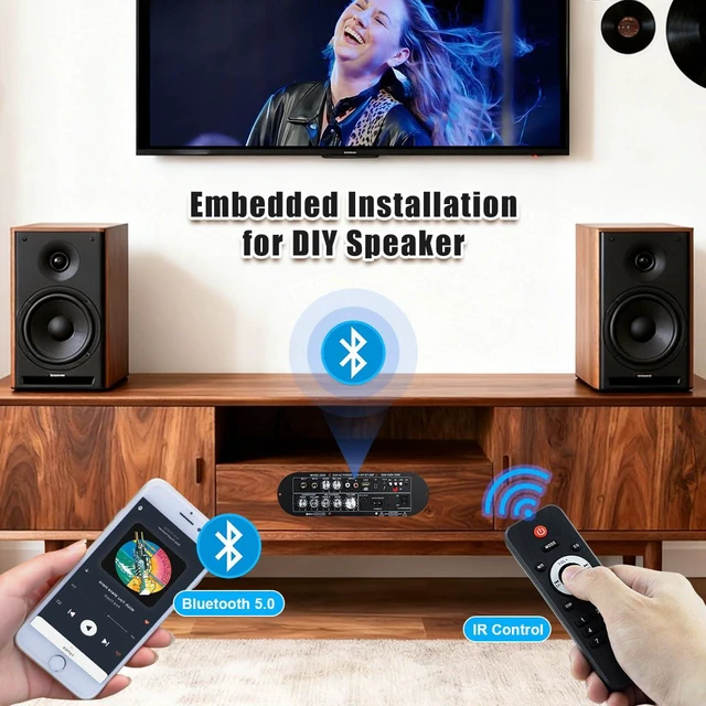 Alt view image 6 of 7 - D800 Bluetooth Amplifier 2.1 Channel 50W×2 + 100W Subwoofer